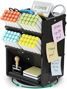 Bamboo Rotating Large Desk Organizer - Darfoo Art Supply Organizer, 13 Compartments, 1000+ Pencil Holder Capacity, Easy DIY Assembly, Spinning Desktop Organizer for Home Office Supply (Black)
