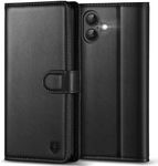 Kuafcase Compatible for iPhone 16 Case with 4 Card Slots Magnetic Closure Kickstand Shockproof Protective Phone Case Compatible for iPhone 16 - Black