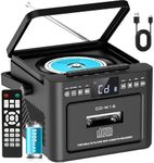 Greadio Rechargeable CD Player Boombox with Cassette Player, Bluetooth Receive/Transmit/FM Radio/USB/TF/AUX Combo, Boom Box with 5000mAh Battery, Remote Control, CD Boombox Players for Home Outdoor