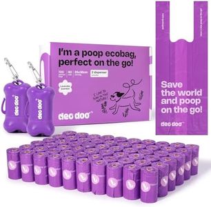 Deo Doo Dog Poop Bags with Handles 60 Rolls 720 Counts Big Sizes Leak Proof and Extra Thick Waste Bags Refill Rolls for Walking Small Medium Large Dogs Cats Litter With 2 Dispensers Lavender Scented