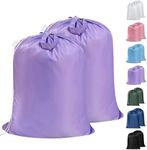 Polecasa Extra Large Heavy Duty Laundry Bag with 130gsm Tear Resistant Fabric and Handles, Easy to Carry Durable Dirty Clothes Drawstring Bag, Perfect for College Dorm, Travel, 2 Pack 28”x36”,Purple