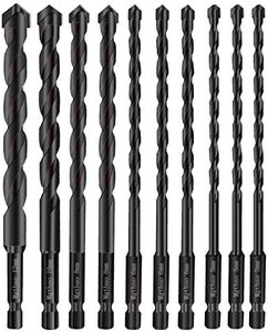 (Black) - 10PCS Masonry Drill Bits Set, Mgtgbao Tile Drill Bit Set for Glass, Brick, Tile, Concrete, Plastic and Wood Tungsten Carbide Tip for Ceramic Tile with Size 5mm 6mm 8mm 10mm 12mm