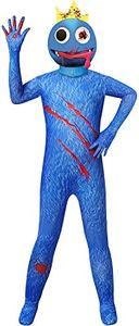 SharkBebe Rainbow Friends Halloween Kids Cosplay Costumes Jumpsuit Boys Dress Up Clothing Girls Pretend Mask Game Costume (Blue, 7-8 Years)