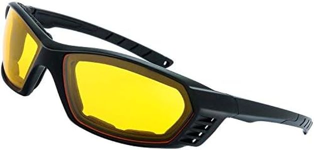 The Fresh 1 Pair Motorcycle Riding Glasses Padded Frame Lens Block 100% UVB for Outdoor Activity Sport (12-Black, 1-pair Yellow POL (Night Vision))