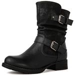 GLOBALWIN Women's Fur Booties Fashion Combat Ankle Boots For Women, 17yy12 Black2, 8