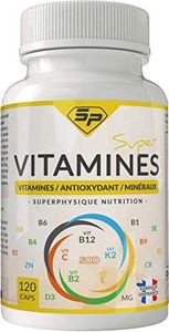 SUPER VITAMINES • 19 MICRO-NUTRIMENTS ESSENTIELS • Formes BIO-DISPONIBLES • Pour homme et femme • MADE IN FRANCE • Pour 2 MOIS • SuperPhysique Nutrition