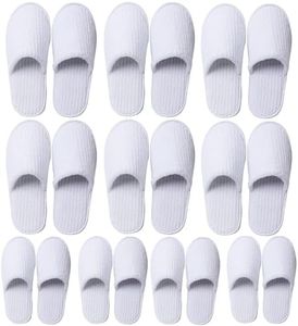 6/10/12 pairs Spa Slippers for Guests, Washable Reusable Disposable Slippers for Women Men, Jacquard Fleece Closed-Toe Design for Hotel, Bathroom, Bedroom, Wedding, Travel, SPA Bulk Slippers for Guest Use