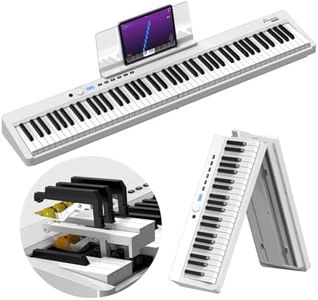 OYAYO 88 Key Weighted Folding Keyboard, FHP10 Full-Size Portable Digital Piano, Foldable Electric Piano with Gig Bag, Sustain Pedal, Ideal for Beginners & Pros, White