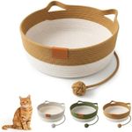 Basket for Cats, Handwoven Cotton Rope Cat Basket Bed with Toy Ball