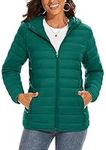 TAVCASEN Womens Winter Jacket Casual Padded Full Zip Puffer Jackets Warm Down Coat Lightweight Quilted Jacket,Emerald Green,XL