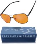 Sleep ZM Aviator 99% Blue Light Glasses for Computer, TV, Gaming Improve Sleep by Naturally Producing Melatonin for Women + Men