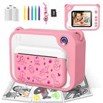 USHINING Instant Print Camera for Kids, 12MP Digital Camera for Kids Aged 3-12 Ink Free Printing 1080P Video Camera for Kids with 32GB SD Card,Color Pens,Print Papers (Pink)