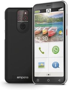 emporiaSMART.5 mini, senior mobile phone, 4G VoLTE, contract-free senior smartphone, mobile phone with emergency button, 4.95-inch display, Android 13, 13 MP camera, black