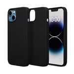 amazon basics Liquid Silicone Case for iPhone 13| Shockproof, with Drop and Camera Protection | Soft Microfiber Lining Inside| Silicone Cover for iPhone 13 - Black