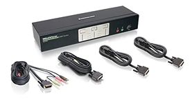 IOGEAR 2-Port Dual View Dual-Link DVI KVMP Switch with Audio and Full Set of Cables (GCS1642 TAA Compliant)