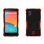 Beyond Cell Tri-Shield Durable Hybrid Hard Shell and Silicone Gel Case for LG Nexus 5-Black/Red