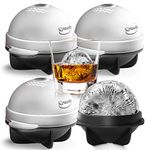 Round Ice Cube Mold Set of 4 Individual 2.5 Inch Tight Sealing, Leak Proof Silicone Big Sphere Ice Ball Makers for Whiskey, Scotch and Bourbon