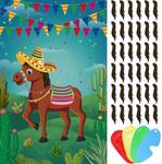 Pin The Tail On The Horse Game with 36 Pcs Tails Large Mexican Horse Games Poster for Kids Birthday Party Carnival Fiesta Party Supplies