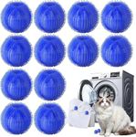 Pet Hair Remover for Laundry,12 PCS Fur Zapper Reusable Dog Cat Hair Catcher Dryer Balls for Pet Hairs Tool, Lint and Dander from Bedding and Clothing, Suitable for Washing Machines