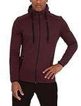 TCA Men’s Revolution Tech Workout Thermal Running Hoodie Jacket with Zip Pockets and Thumbholes - Burgundy Marl, M