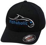 Baseball Fishing Hat 6 Colours & 3 Sizes. Fish Logo on Trucker Snap Back or Flexfit Fishaholic Reg Trademark Great Gift Ocean Saltwater Fly Trout Bass if You Hunt Quad BBQ Tailgate.