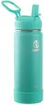 Takeya Actives Insulated Stainless Steel Water Bottle With Straw Lid, 18 Ounce, Teal