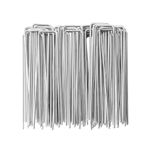 Cloudgree Garden Pegs - Pack 50 6"/150 mm Heavy Duty Tent Pegs Galvanized Steel Landscape Staples, U-Shaped Ground Stakes for Camping, Weed Control Membrane, Artificial Grass, Netting, Fabric