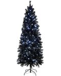 WeRChristmas Pre-Lit Slim Christmas Tree with 200 White LED Lights, 6 ft/1.8 m, Black