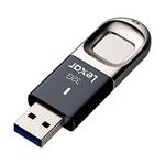 Lexar LJDF35-32GBNL JumpDrive Fingerprint F35 32 GB USB 3.0 Flash Drive, Black/Silver