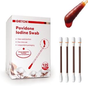 Povidone Iodine Swabs (125-Count), Iodine Swabsticks,Iodine Cotton swabs, Wound Care, First Aid Kits, Nasal & Ear Gentle Care and Emergency Care for The Whole Family.