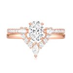 TIGRADE 1.5CT Bridal Ring Sets Oval Cut Cubic Zirconia Wedding Band Curved CZ Engagement Stackable Rings for Women Size 4-11, Rose Gold, Size 7