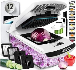 Fullstar (PRO Original Series) Vegetable Chopper, Mandoline Slicer & Spiraliser - 12 Stainless Steel Blades - Dicer, Julienne Cutter & Grater - Dishwasher Safe, BPA-Free (PRO 12-in-1, White)
