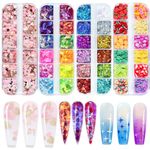 AddFavor 4 Boxes Holographic Nail Glitter Mixed Butterfly Heart Star Sequins Iridescent Flakes Fruit Nail Slice for Nail Art Decorations Supplies