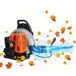 63CC Gas Leaf Blower, 2 Cycle 3HP 665CFM Backpack Leaf Blower with 1.7L Fuel Tank, Air-Cooled Cordless Handheld Leaf Blowers for Lawn Care, Leaf Cleaning, Snow Removal (Orange-63cc)