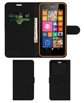 ACM Leather Window Flip Wallet Front & Back Case Compatible with Microsoft Lumia 630 Dual Sim Mobile Cover Black