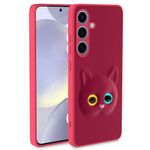 Pikkme Samsung Galaxy S24 5G Back Cover for Girls | Cute Cat Leather Finish | Soft TPU | Case for Samsung Galaxy S24 5G (Pink)