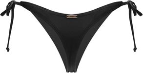 RELLECIGA Women's Thong Bikini Bottom, Black, XL