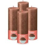 Bolsius Rustic Pillar Candle - Shimmer Copper - Pack of 4 - Long Burning Time of 85 Hours - Household Candle - Interior Decoration - Unscented - Includes Natural Vegan Wax - No Palm Oil - 19 x 7 cm