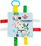 Baby Jack & Co 8x8” Learning Lovey Tag Toys for Babies - Baby Crinkle Toys - Crinkle Toys for Baby - Soft & Safe - Learn USA State Facts - Ideal Baby Toy BPA Free w/Stroller Clip (California)