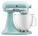 KitchenAid Artisan Series 5-Quart Tilt-Head Stand Mixer with White Colorfast Finish Stainless Steel Bowl, Aqua Sky, KSM150WPAQ