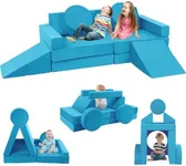 Tykacna 18pcs Kids Couch Building Fort, Modular Kids Play Couch, Convertible Foam Play Sofa for Toddler and Baby Playroom, Fold Out Couch Sectional Play Set for Creative Girls Boys (Blue)