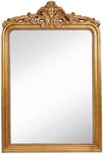 Hamilton Hills 28x42 inch Vintage Gold Mirror | French Baroque & Antique Arched Mirror for Wall Decor | Gold Bathroom Mirror | Ornate Entryway Mirrors for Wall | Decorative Fancy Vanity to Hang