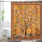 HMS Happy Memories Thicken Durable Polyester Blend Cloth Fabric Bathroom Curtain Colorful Bohemian Boho Floral Print Beautiful Bright Shower Curtain for Bathroom Decoration, 72"x72" (Season 15)