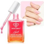 Modelones Nail Care 8 in one Ridge Filling Strengthener Treatment, Nail Polish Strengthener for Damaged and Weak Nails, Nail Hardener Extra Strong and Growth Smoothing Base Coat Rose Pink Varnish 15ml