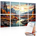 TONOR 8 Pack Art Acoustic Panel, Self-Adhesive Wall Panels, 48"X32" Sound Absorbing Panels, Decorative Soundproof Panels, Acoustic Treatment for Recording Studio, Office, Home, River Sunset