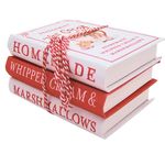 Set of 3 Hot Cocoa Faux Book Stack, Freestanding Christmas Décor, Coffee Table or Shelf Decoration, 8 Inches