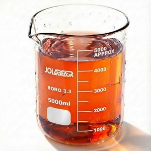 JOLABEAR 5000ml Durable Glass Beakers, 5L Laboratory Beaker with Printed Graduations, 3.3 Borosilicate, Low Form Design
