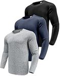 Boyzn Men's 3 Pack Performance Long Sleeve T-Shirts, UPF 50+ Sun Protection Shirts, Athletic Workout Shirts for Running Fishing Hiking Black/Navy/HGrey-3P03-M