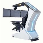 CSTAL Luxury Video Gaming Chair, High-Back Swivel Chair, Computer Table And Chair, Tilt Lock + Lumbar Support + Adjustable Backrest, for 3 Screens Ceiling RGB