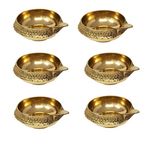 PR International Kuber Diya Puja Set of 6 Brass Kuber Diya Oil Lamp for Home Decoration for Diwali Festival and All Occasions